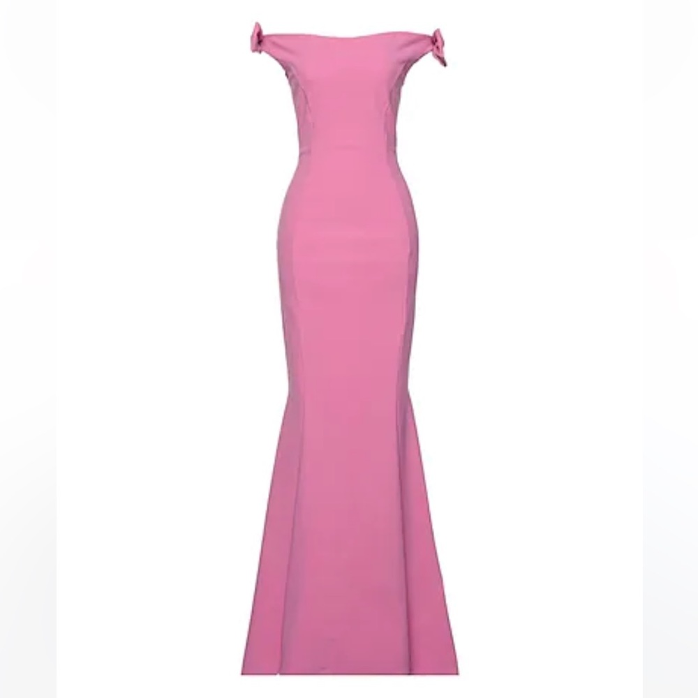 Chiara Boni Pink Evening Gown off shoulder bow detail